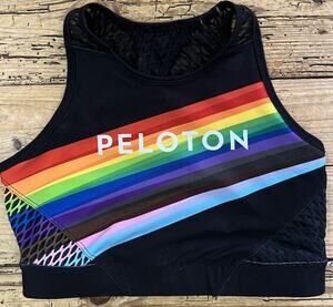Peloton x WITH Pride Flag Black High Neck Sports Bra Size M
